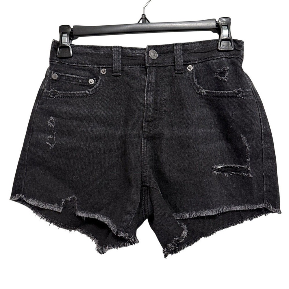 Aerie Distressed Denim Shorts Women XS Black Boho Summer Casual
